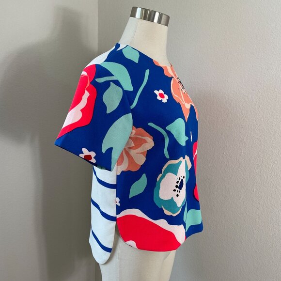 Kate Spade New York Womens 4 Ramona Multi Floral Top Short Sleeve Shirt - Picture 5 of 14